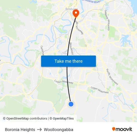 Boronia Heights to Woolloongabba map
