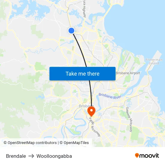 Brendale to Woolloongabba map