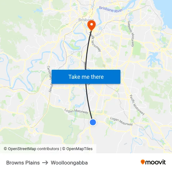 Browns Plains to Woolloongabba map
