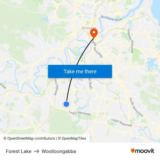 Forest Lake to Woolloongabba map