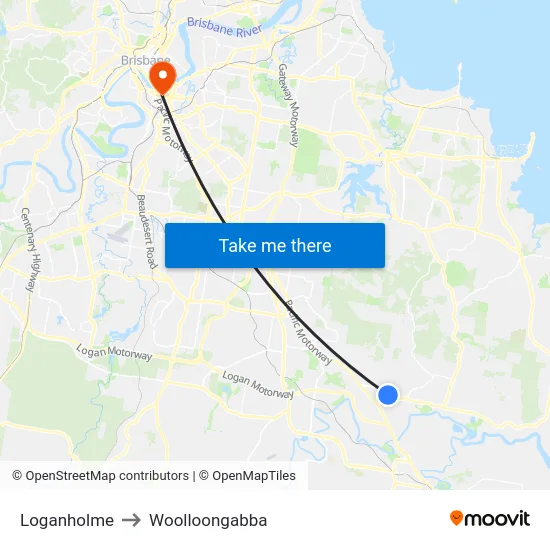 Loganholme to Woolloongabba map