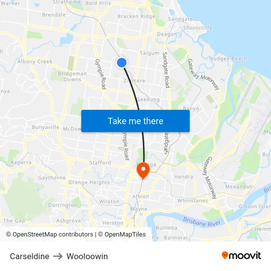 Carseldine to Wooloowin map