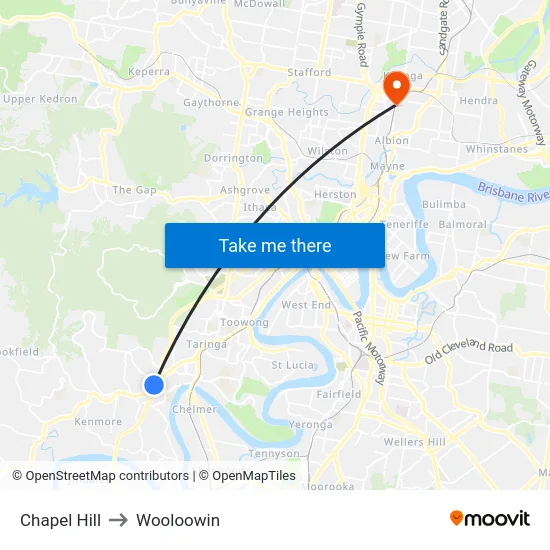 Chapel Hill to Wooloowin map