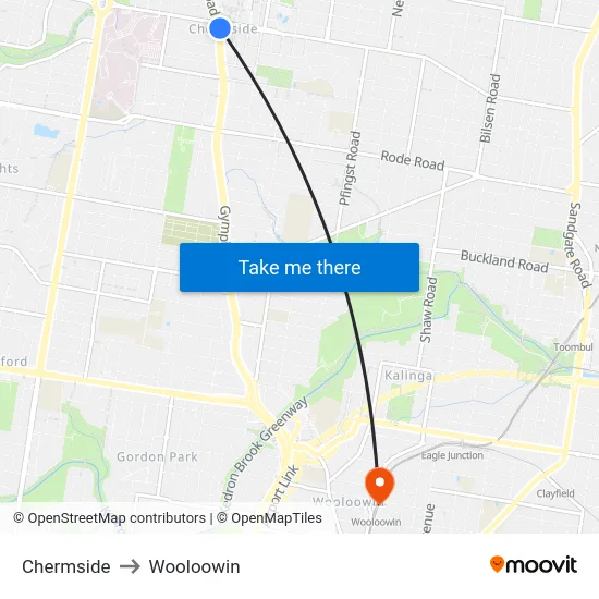 Chermside to Wooloowin map