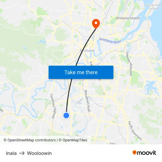 Inala to Wooloowin map