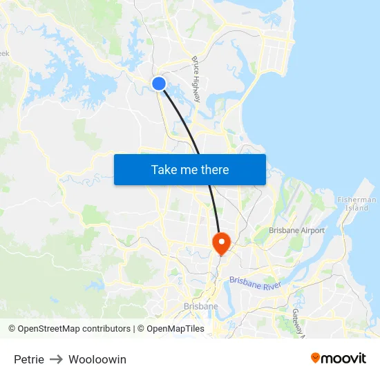 Petrie to Wooloowin map