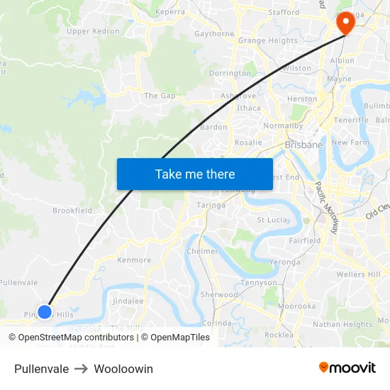 Pullenvale to Wooloowin map