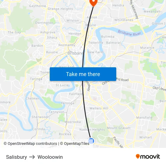 Salisbury to Wooloowin map