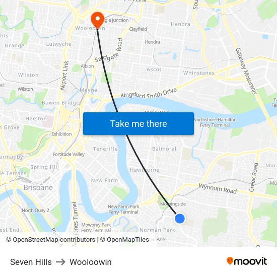 Seven Hills to Wooloowin map