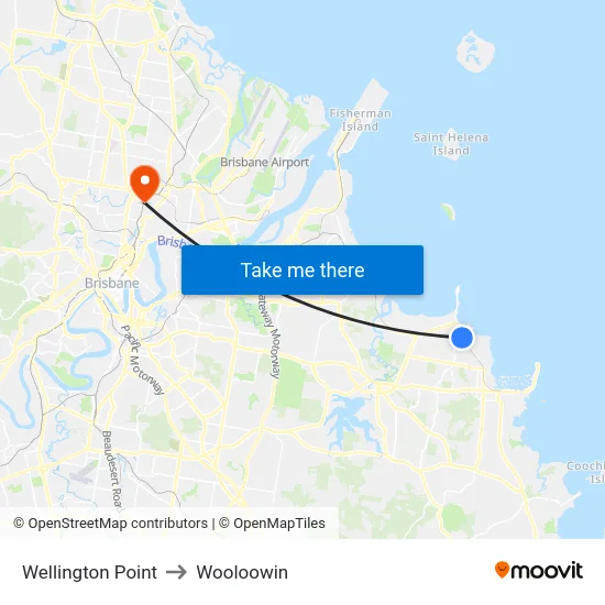 Wellington Point to Wooloowin map