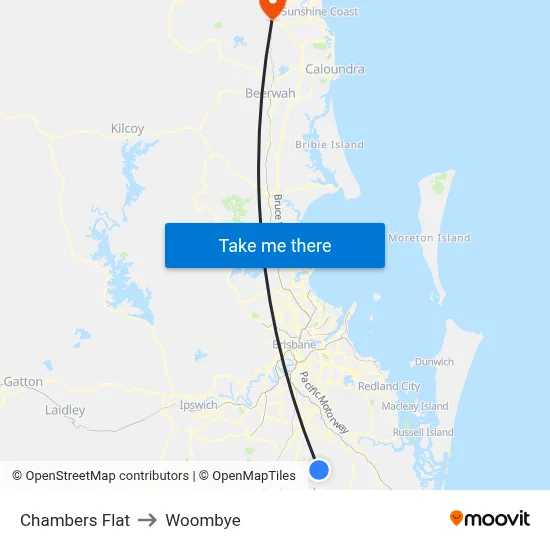 Chambers Flat to Woombye map