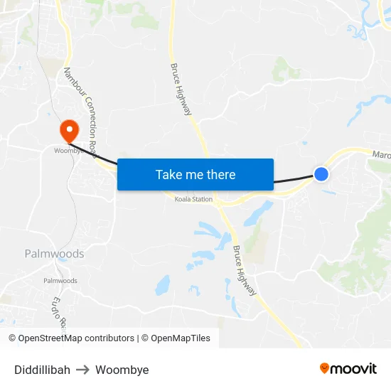 Diddillibah to Woombye map
