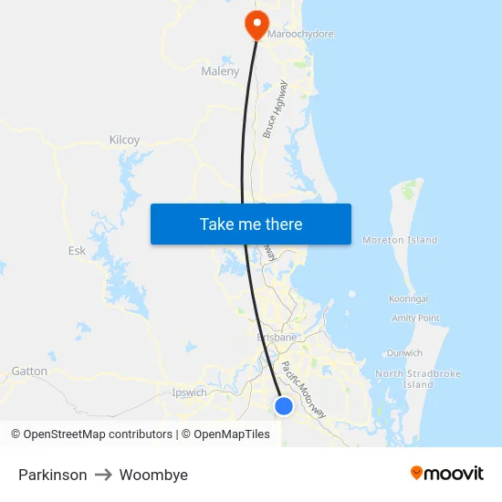 Parkinson to Woombye map