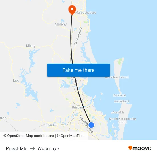 Priestdale to Woombye map