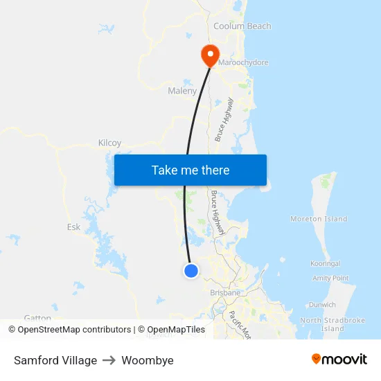 Samford Village to Woombye map