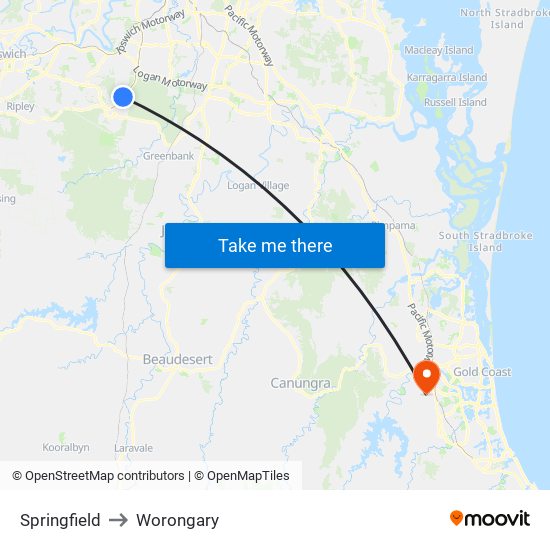 Springfield to Worongary map