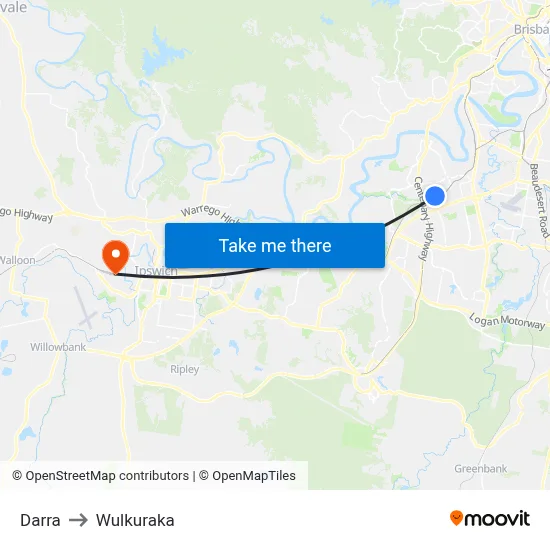 Darra to Wulkuraka map