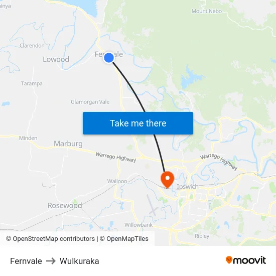 Fernvale to Wulkuraka map
