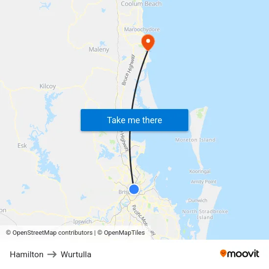 Hamilton to Wurtulla map