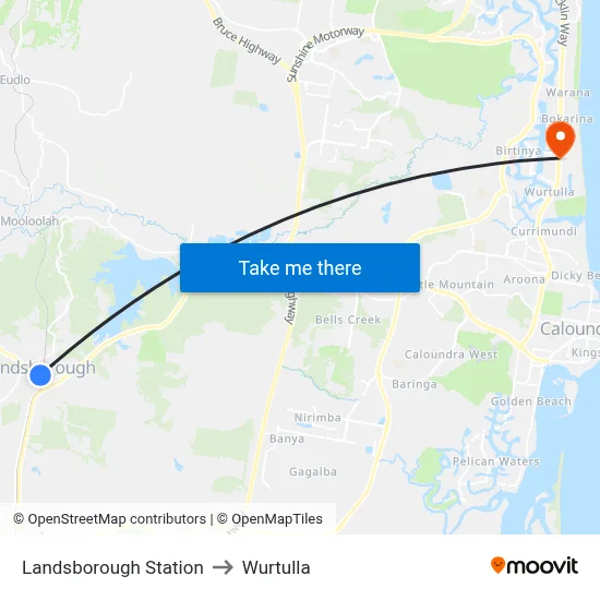 Landsborough Station to Wurtulla map