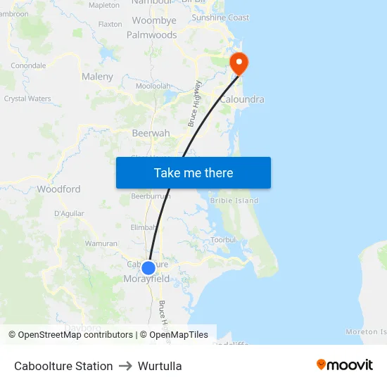 Caboolture Station to Wurtulla map