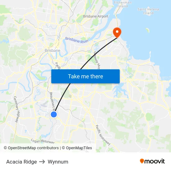 Acacia Ridge to Wynnum map