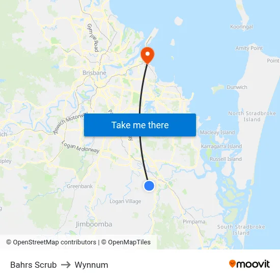 Bahrs Scrub to Wynnum map