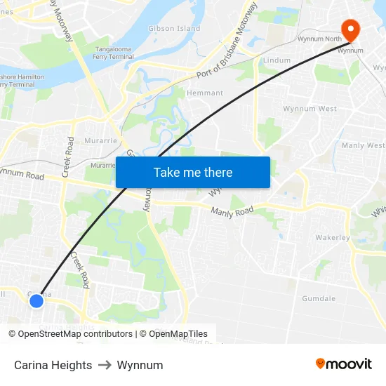 Carina Heights to Wynnum map