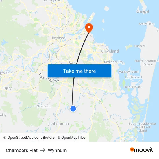 Chambers Flat to Wynnum map