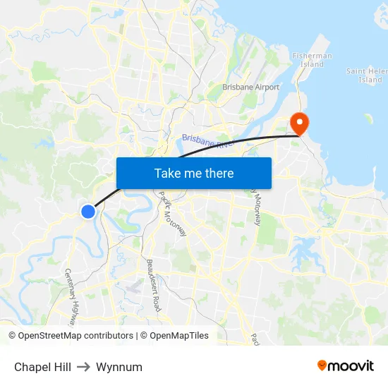 Chapel Hill to Wynnum map