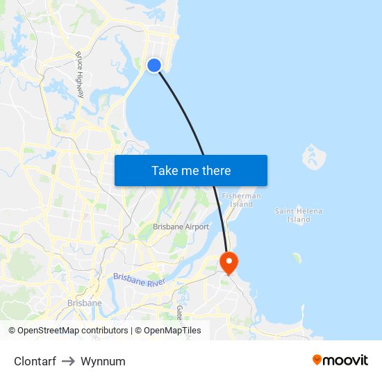 Clontarf to Wynnum map