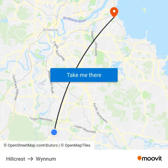 Hillcrest to Wynnum map