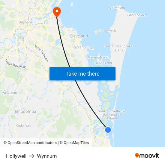 Hollywell to Wynnum map