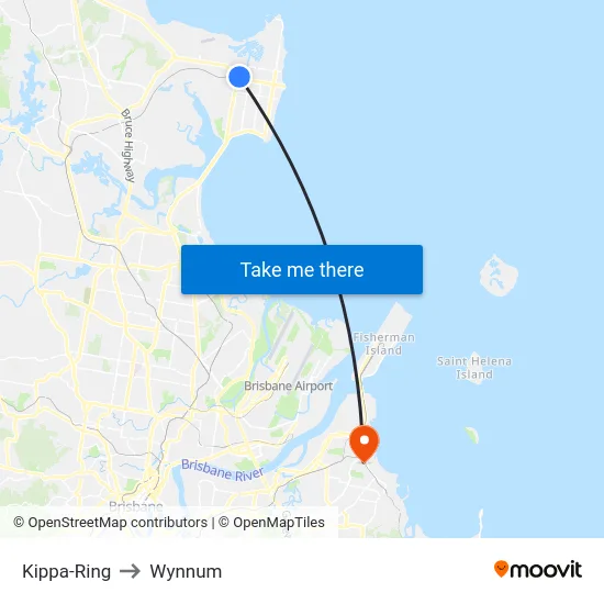 Kippa-Ring to Wynnum map