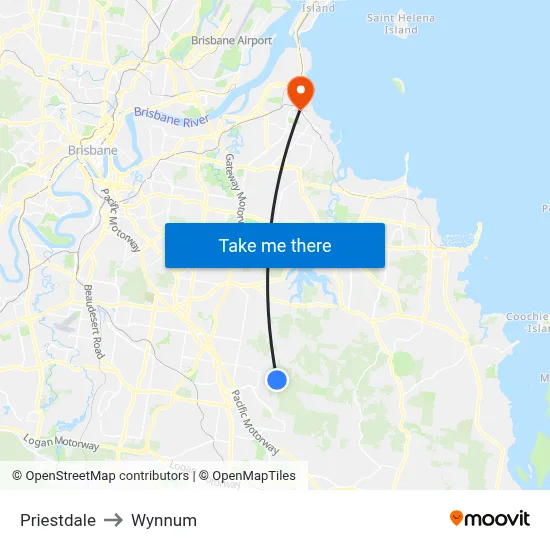 Priestdale to Wynnum map