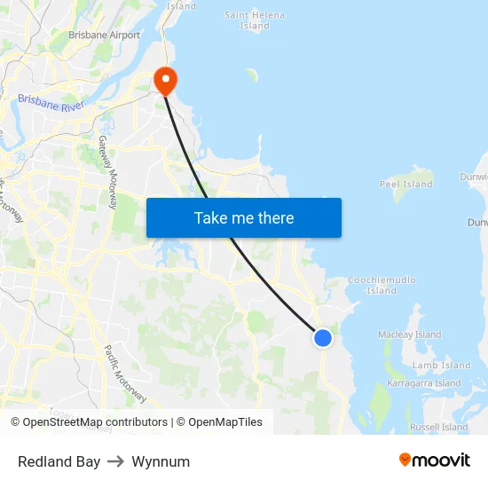 Redland Bay to Wynnum map