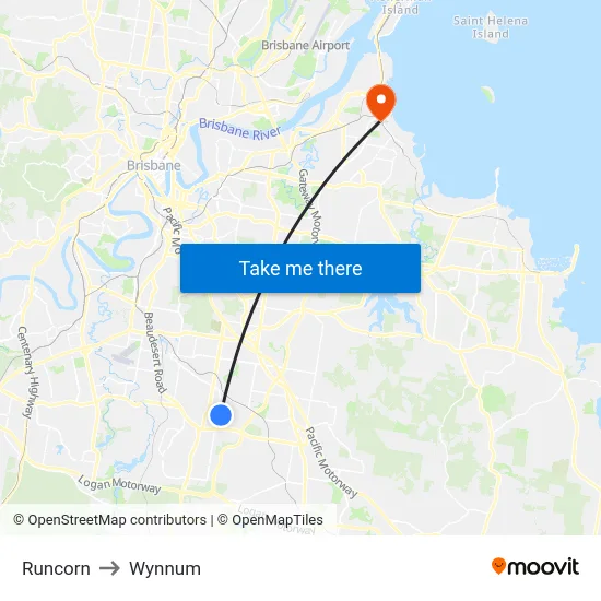 Runcorn to Wynnum map