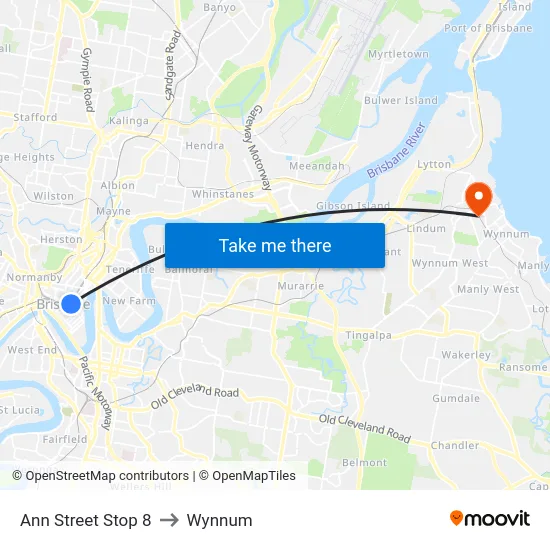Ann Street Stop 8 to Wynnum map