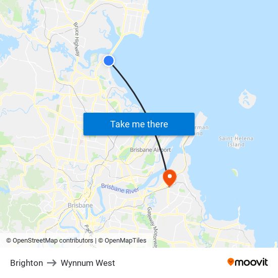 Brighton to Wynnum West map