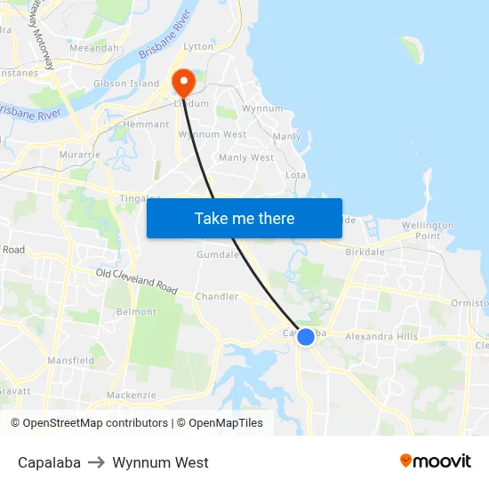 Capalaba to Wynnum West map