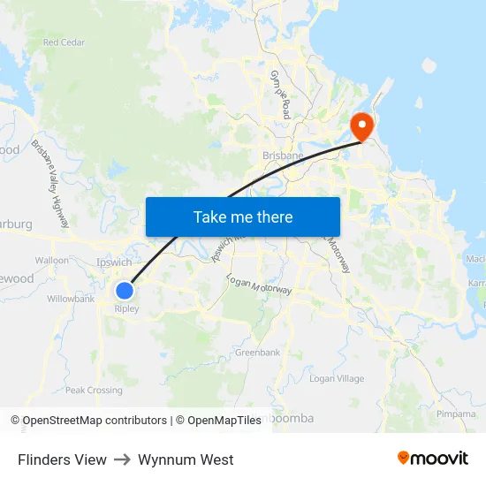 Flinders View to Wynnum West map