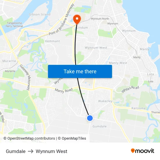 Gumdale to Wynnum West map