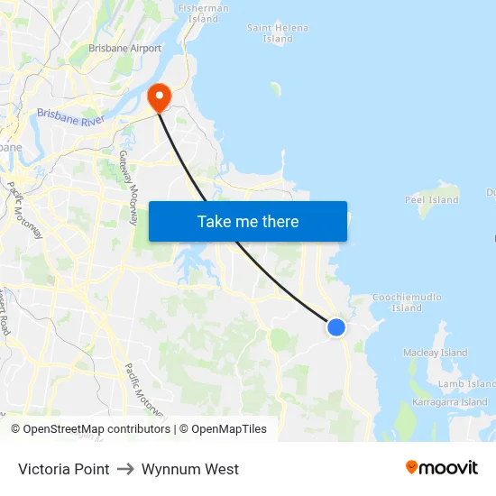 Victoria Point to Wynnum West map