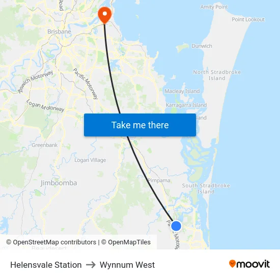 Helensvale Station to Wynnum West map