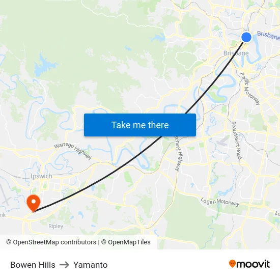 Bowen Hills to Yamanto map