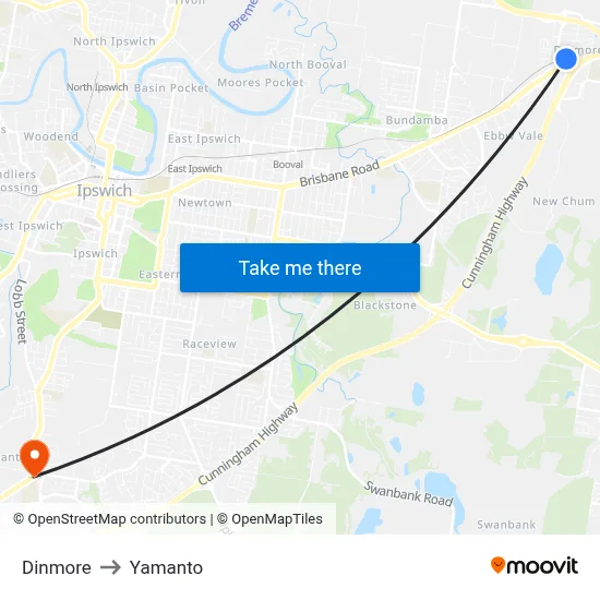 Dinmore to Yamanto map