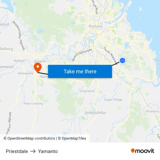 Priestdale to Yamanto map