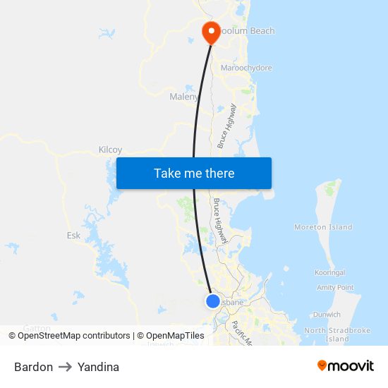 Bardon to Yandina map