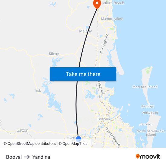 Booval to Yandina map