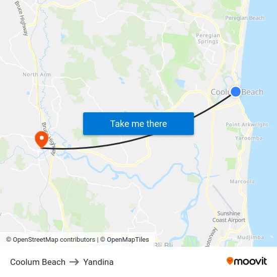 Coolum Beach to Yandina map